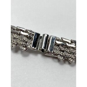 Monet Necklace Silver Tone Flat Collar Vintage 17”3/8” Wide